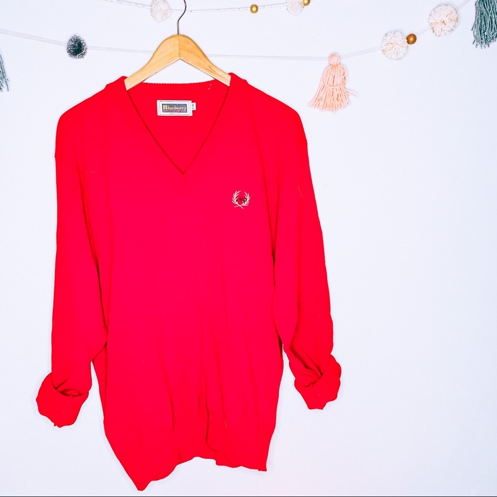 VINTAGE retro 90s oversized red boyfriend sweater